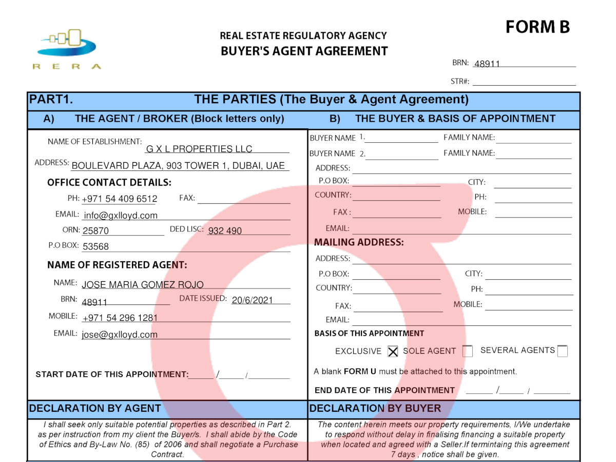 RERA Form B