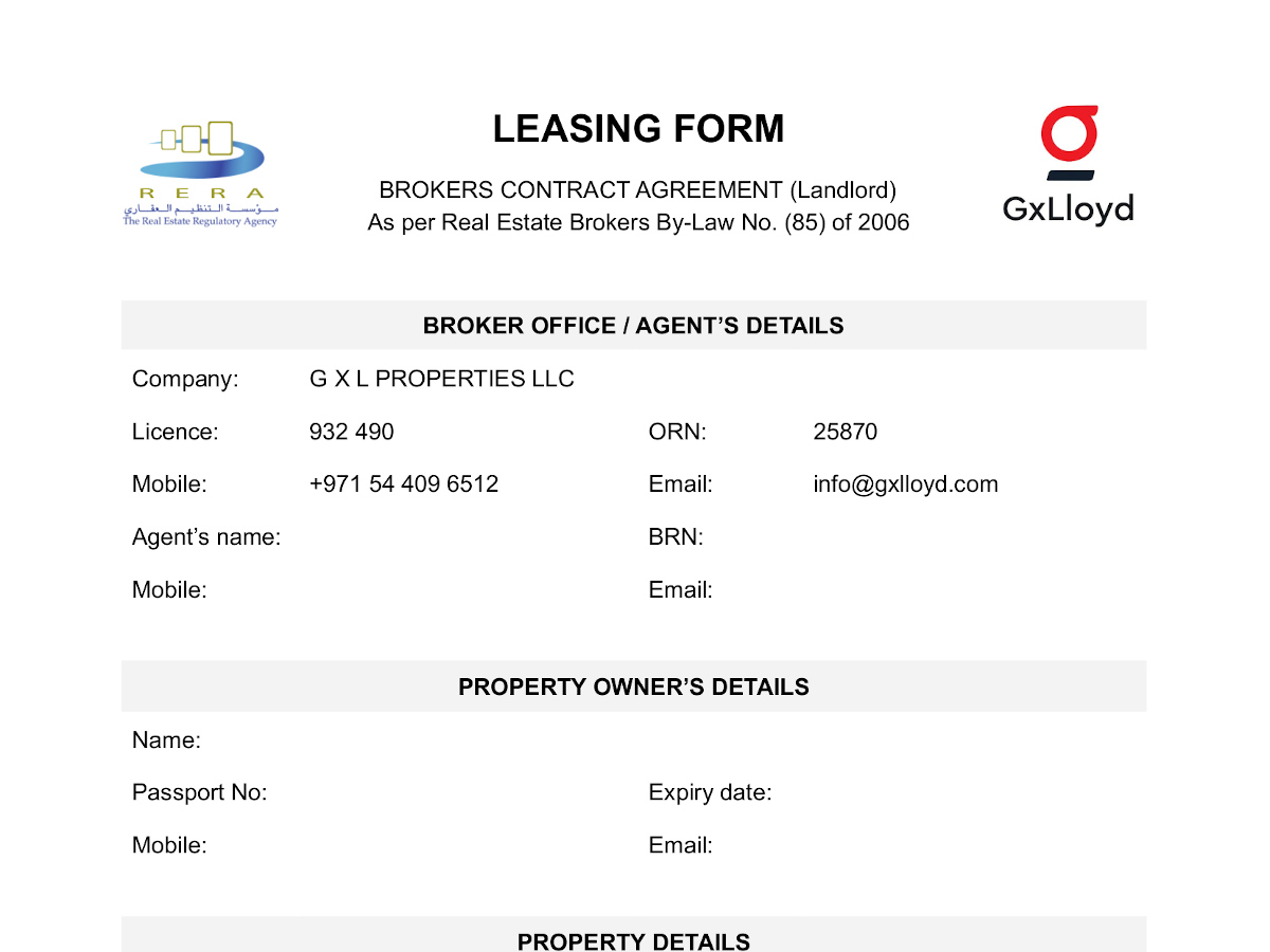 RERA Form Leasing